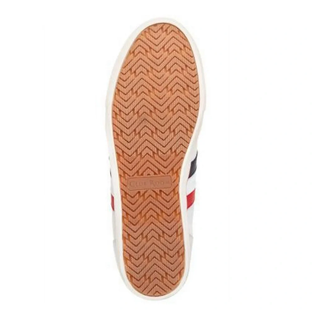 🖤CLUBROOM Men White Striped Cushioned Noah Round Toe Platform Lace-Up Sneakers